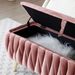 Oval Storage Bench With Gold Legs,Velvet Fabric ,Woven,Upholstered Ottoman Storage Benches For Bedroom End Of Bed,Sherpa Fabric Bench For Living Room,Dining Room,Entryway,Bed Side,Pink,5 Colors_maomaolike.com