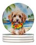 Cockapoo Luau Large Sandstone Coasters Pack Of 4 Absorbent Round Coasters Decor Gifts For Men Or Women, 4 In, Multicolor_maomaolike.com