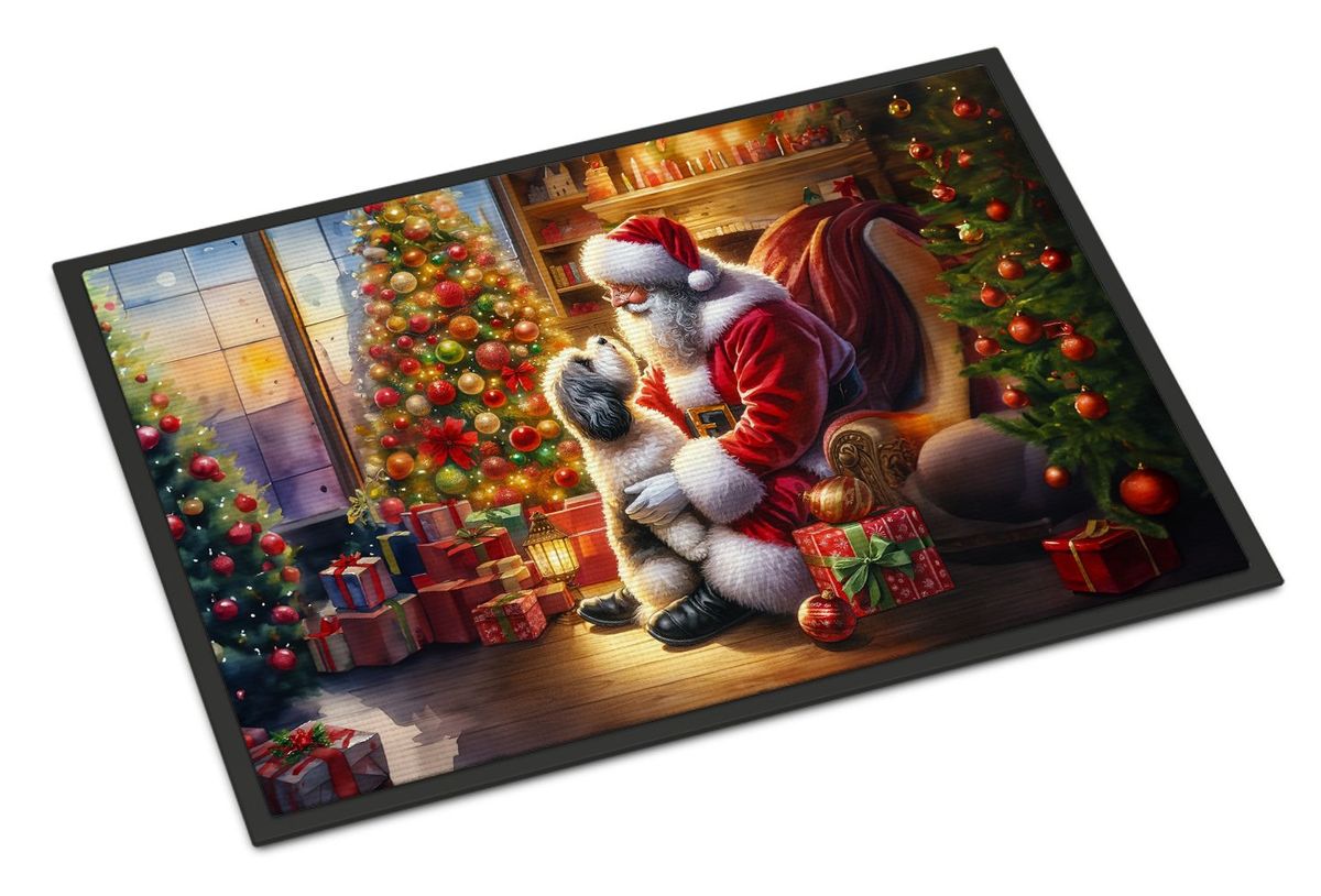 Havanese And Santa Claus Doormat Front Door Mat Indoor Outdoor Rugs For Entryway, Non Slip Washable Low Pile, 24H X 36W_maomaolike.com