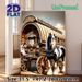 Horse & Ornate Carriage Painting Poster, Vintage Detailed Art Scene Poster, Delivers Rustic Nostalgic Vibe For Living Room, Bedroom_maomaolike.com