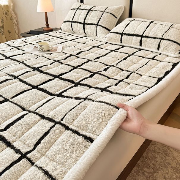 Jacquard Cotton Velvet Thickened Quilted Mattress Protector Single Piece Simple Bed Pad Cross-Border E-commerce Export_maomaolike.com