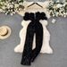 Women's Clothing elegant temperament jumpsuit female ins wear one shoulder fur splicing sequins slim trousers_maomaolike.com
