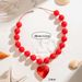 Tocona New Exaggerated Round Bead Heart Pendant Necklace For Women Handmade Adjustable Chain Choker Party Jewelry Gift_maomaolike.com
