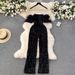 Women's Clothing elegant temperament jumpsuit female ins wear one shoulder fur splicing sequins slim trousers_maomaolike.com