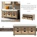 Rustic Storage Bench With 3 Drawers And 3 Rattan Baskets,Shoe Bench For Living Room,Entryway_maomaolike.com