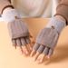 Half finger flip glove Winter Ladies cute plus fleece knit warm wool fingertip_maomaolike.com