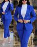 Women's Clothing solid color slim fit casual fashion waist double breasted two piece suit_maomaolike.com