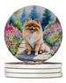 Pomeranian Spring Path Large Sandstone Coasters Pack Of 4 Absorbent Round Coasters Decor Gifts For Men Or Women, 4 In, Multicolor_maomaolike.com