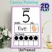 Number 5 Learning Painting Poster, Clear Educational Number Poster, Supports Number Recognition, Sign Language Learning And Counting Practice_maomaolike.com