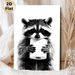 Raccoon With Toilet Paper Painting Poster, Monochrome Realistic Animal Portrait Poster, Humorous Quirky Decor Ideal For Bathroom, Living Room_maomaolike.com