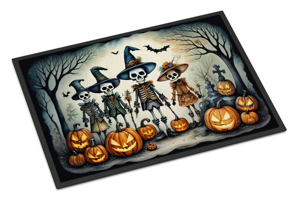 Calacas Skeletons Spooky Halloween Doormat Front Door Mat Indoor Outdoor Rugs For Entryway, Non Slip Washable Low Pile, 24H X 36W_maomaolike.com