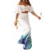 Women's Clothing Two-piece casual off-shoulder solid one-shoulder ruffle sleeves _maomaolike.com