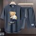 Men's Clothing 2024 Waffle Casual Summer Suit Men's Loose Teen Short sleeved T shirt Shorts Handsome Two piece Suit_maomaolike.com