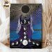 Moon Phase Goddess Painting Poster, Mystical Spiritual Style Poster, Dark Robed Figure With Moon Phase Cycle & Dotted Radiant Details_maomaolike.com