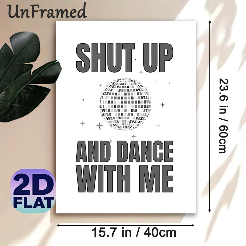 Disco Ball & Slogan Painting Poster, Monochrome Disco Ball With Star Accents Poster, Bold Playful Text Design Brings Lively Vibe, Ideal For Living_maomaolike.com