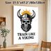 Viking Skull Motivational Painting Poster, Vintage Monochrome Horned Helmet Skull With Beard Poster, Inspiring "Train Like A Viking" Design, Ideal For_maomaolike.com