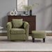 Swivel Accent Chair With Ottoman Set, Modern Chenille Barrel Armchair With Removable Back Pillow & 2 Armrest Covers For Living Room, Bedroom, Office, Green_maomaolike.com