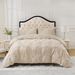 Embossed Floral Duvet Cover Set Beige Pleated Textured Bedding 3-Piece With Pillowcases - Luxury Hotel Style Home_maomaolike.com