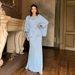 Women's Clothing Autumn New Round Neck Bat Sleeve Waist Slim Dress Suit for Women_maomaolike.com
