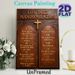 Spanish Ten Commandments Painting Poster, Vintage Leather-textured Poster With Engraved Golden Lettering & Cross, Faith-focused Wall Decor Suitable_maomaolike.com