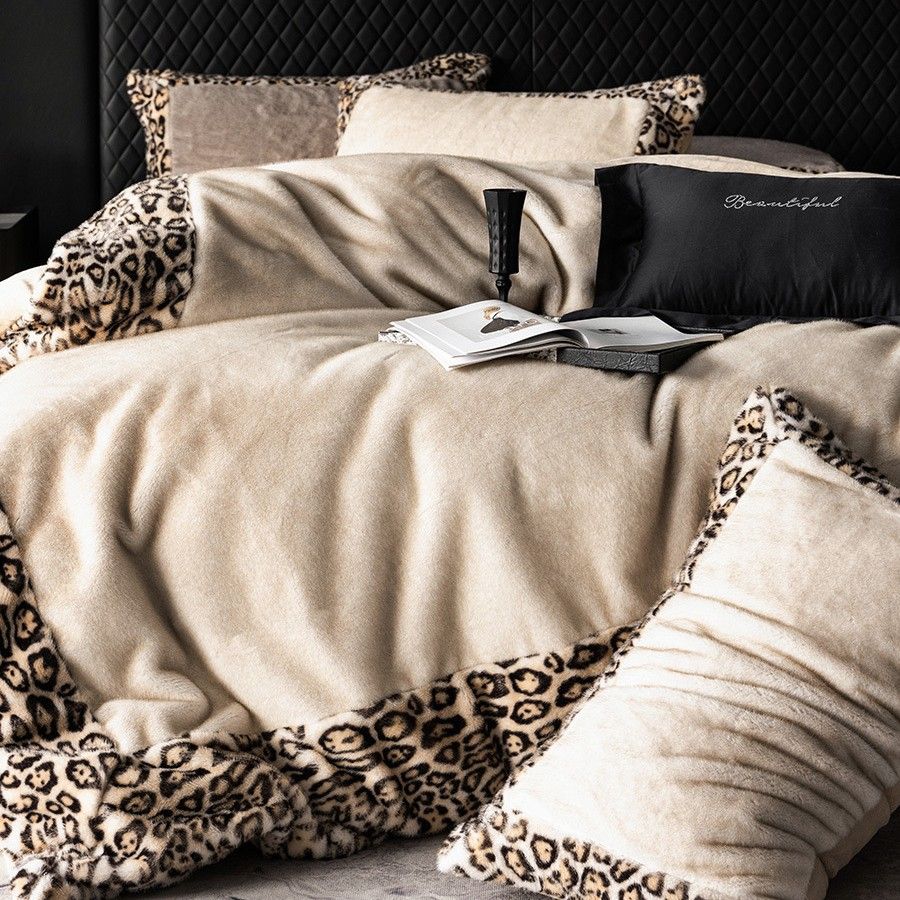 1YLS Home Textile High Luxury Mink Milk Velvet Four-Piece Set Duvet Cover High-End Feel Autumn Winter Warm Bedding_maomaolike.com