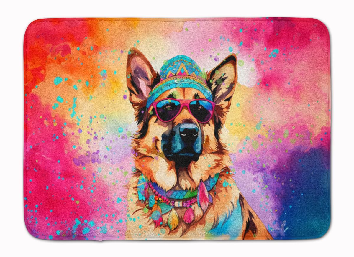 German Shepherd Hippie Dawg Memory Foam Kitchen Mat Machine Washable Anti-Fatigue Mat Cushion Comfort Bath Mat Or Kitchen Rug_maomaolike.com