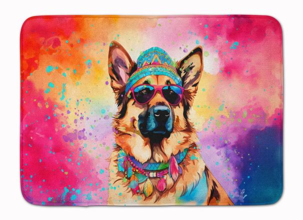 German Shepherd Hippie Dawg Memory Foam Kitchen Mat Machine Washable Anti-Fatigue Mat Cushion Comfort Bath Mat Or Kitchen Rug_maomaolike.com