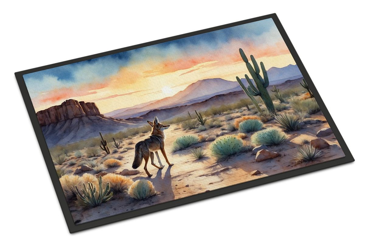 Desert Sunset Coyote Doormat Front Door Mat Indoor Outdoor Rugs For Entryway, Non Slip Washable Low Pile, 24H X 36W_maomaolike.com