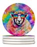 Hippie Animal Sheep Large Sandstone Coasters Pack Of 4 Absorbent Round Coasters Decor Gifts For Men Or Women, 4 In, Multicolor_maomaolike.com
