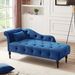 Aijia 60.6" Velvet Chaise Lounge Buttons Tufted Nailhead Trimmed Solid Wood Legs With 1 Pillow,Burgundy (Left Arm Design As Shown In The Picture)_maomaolike.com