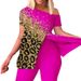 Women's Clothing Large Size Women's Clothing One Shoulder Raglan Sleeve Short Sleeve Irregular T shirt Trousers Set_maomaolike.com