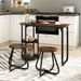 3-Piece Industrial Dining Table Set For Small Space Adjustable Foot 2 Side Shelves For Dining, Relaxing, Or Working_maomaolike.com