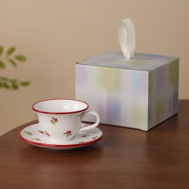 Creative Relief Rose Coffee Cup And Saucer Gift Box Set, Gift Ceramic Saucer, Large Capacity Water Cup, Ceramic Coffee Cup_maomaolike.com