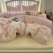 Wholesale INS Korean Cream Plaid Pure Four-Piece Full Princess Style Lace Trim Washed Cotton 4-Piece Set_maomaolike.com
