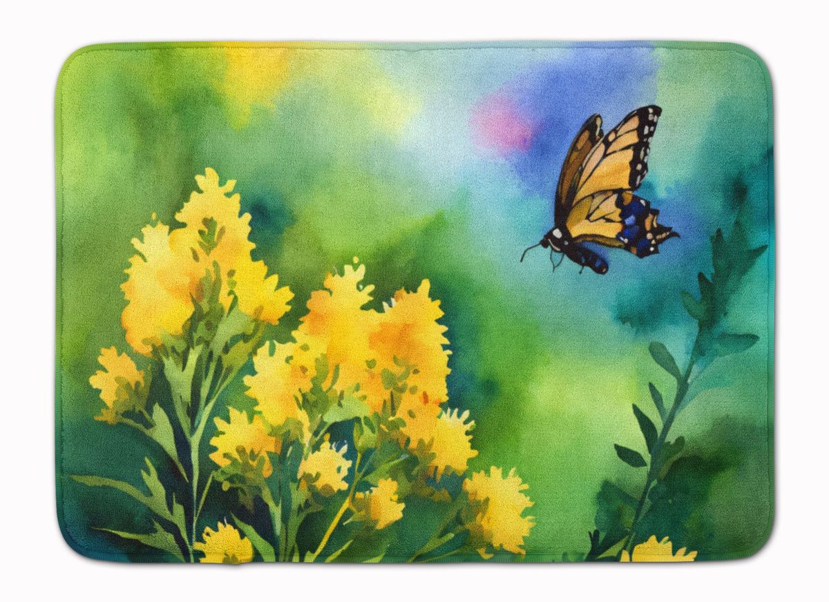 Kentucky Goldenrod In Watercolor Memory Foam Kitchen Mat Machine Washable Anti-Fatigue Mat Cushion Comfort Bath Mat Or Kitchen Rug_maomaolike.com