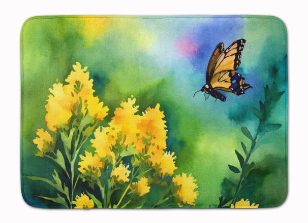 Kentucky Goldenrod In Watercolor Memory Foam Kitchen Mat Machine Washable Anti-Fatigue Mat Cushion Comfort Bath Mat Or Kitchen Rug_maomaolike.com
