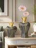 1PC High-end Design Striped Color-matched Necked Ceramic Vase Is Suitable For High-end Style Scene Ornaments, Flowers Out Of Ah Vase_maomaolike.com