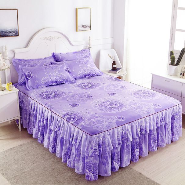 Thickened Brushed Cotton Style Cover Single Piece Lace Edge Dustproof Protector 1.68m Sheet Mattress Bed Skirt Non-Slip_maomaolike.com
