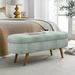 Ottoman Oval Storage Bench,Rubber Wood Legs, Gray (43.5"x16"x16") Cyan_maomaolike.com