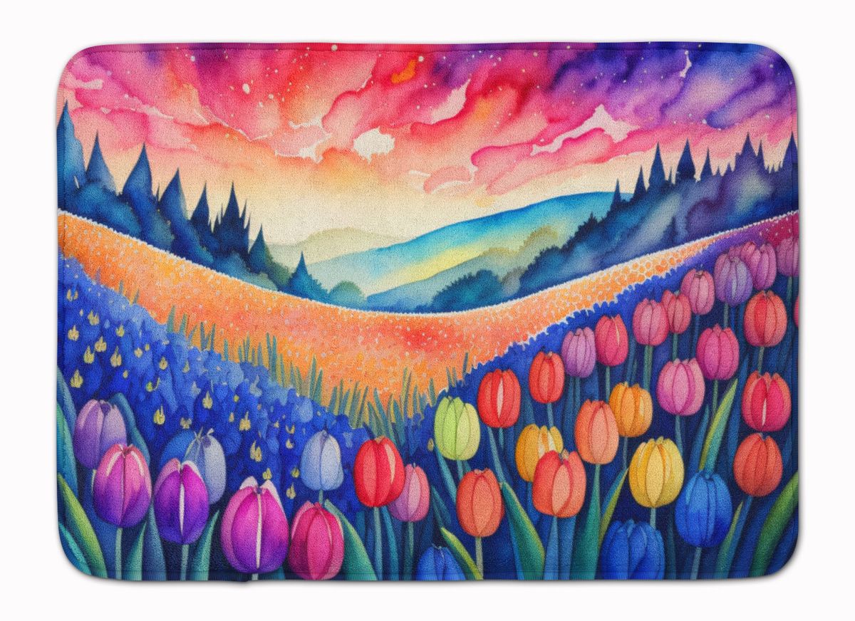 Hyacinths In Color Memory Foam Kitchen Mat Machine Washable Anti-Fatigue Mat Cushion Comfort Bath Mat Or Kitchen Rug_maomaolike.com