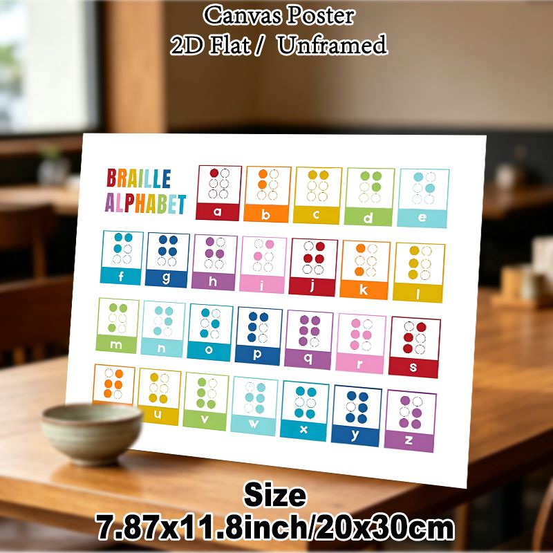 Braille Alphabet Painting Poster, Vibrant Color-coded Braille Chart Poster, Clear Braille Learning Reference Suitable For Educational Spaces, Home_maomaolike.com