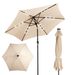 9ft Solar Patio Umbrella With LED Lights, Outdoor Market Table Umbrella With Push Button Tilt,6 Ribs Waterproof Umbrella For Garden Backyard Pool_maomaolike.com