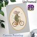 Mouse Riding Bicycle Painting Poster, Warm-toned Cute Cartoon Poster, Whimsical Design Of Mouse In Striped Pajamas On Bicycle With Star Accents_maomaolike.com