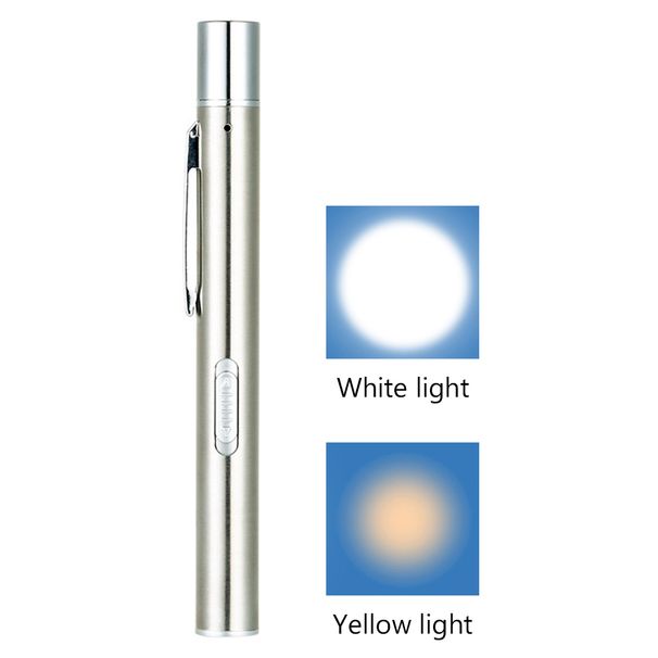 2 Modes Working LED Flashlight Clip Inspection For Dentist Camping Hiking Out USB Mini Light Penlight Pocket Portable Pen Lamp_maomaolike.com