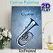 Tuba Themed Painting Poster, Shiny Metallic Blue-toned Poster, Elegant Music-inspired Decor Featuring Glossy Tuba On Starry Textured Backdrop, Ideal_maomaolike.com