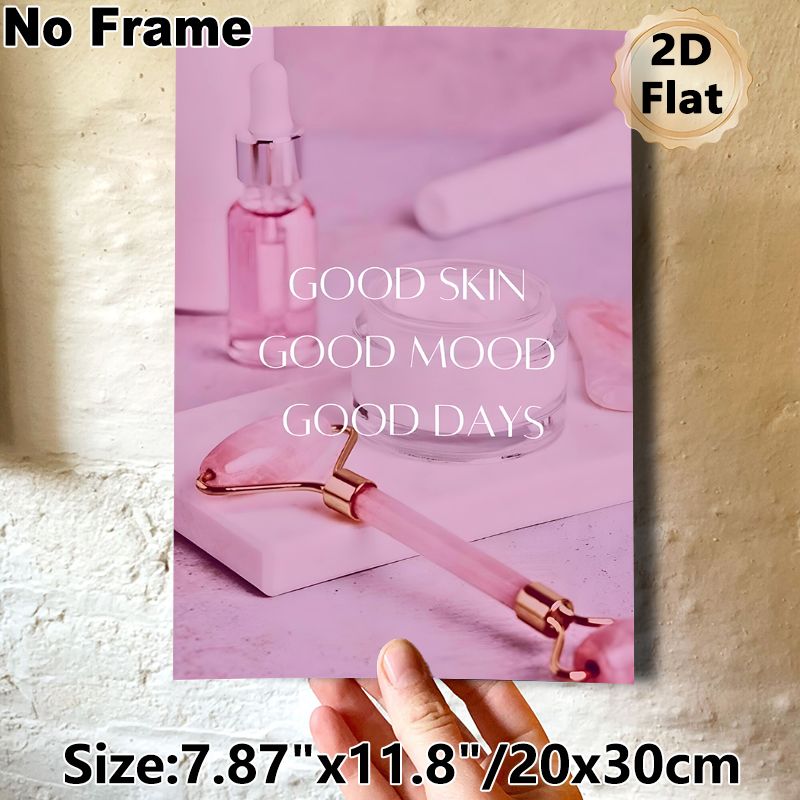 Skincare Motivational Painting Poster, Soft Pink-hued Skincare Still Life Poster, Inspirational Quote Decor Ideal For Bathroom, Spa Room And Vanity_maomaolike.com