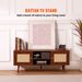 VEVOR Rattan TV Stand, Boho TV Cabinet For 55 Inch TV, Mid Century Modern TV Stand, Rattan TV Console With Adjustable Shelfs For Living Room, Media Room, Walnut_maomaolike.com