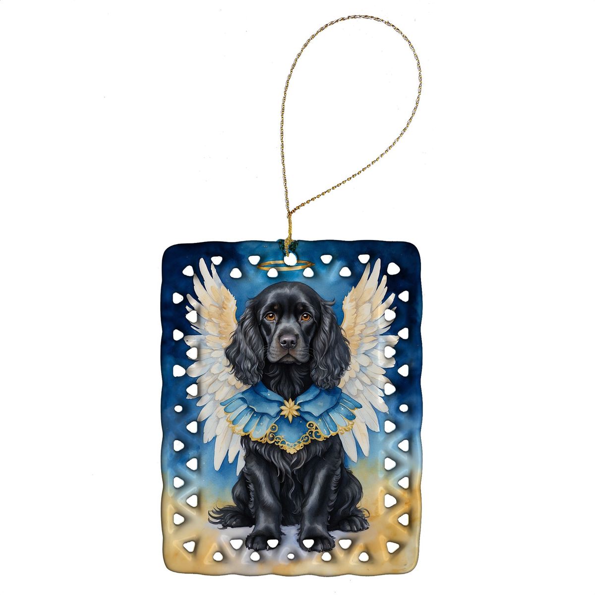 Cocker Spaniel My Angel Porcelain Ornament Christmas Tree Hanging Decorations For Home Christmas Holiday, Rectangle, Gift, Multicolor_maomaolike.com