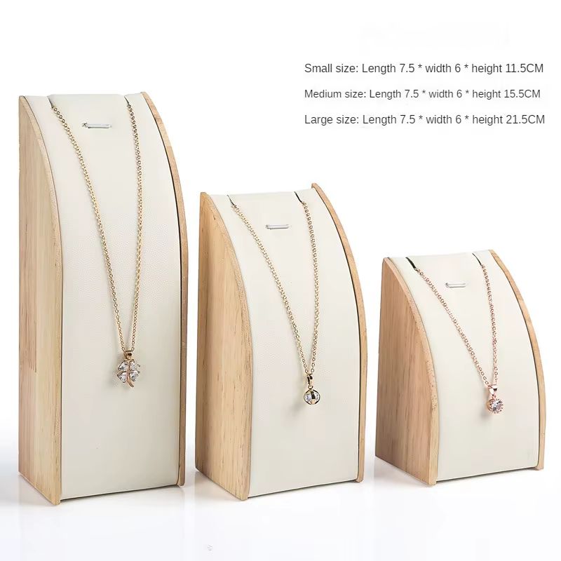 New Solid Wood Necklace Display Stand Jewelry Rack Pendant Holder Curved Jewelry Display Props Jewelry Packaging_maomaolike.com