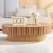 43.70Inch Modern Handcraft Drum Coffee Table Oval Coffee Table For Living Room,Small Wooden Coffee Table With Sturdy Pedestal For Office,ASH Color_maomaolike.com
